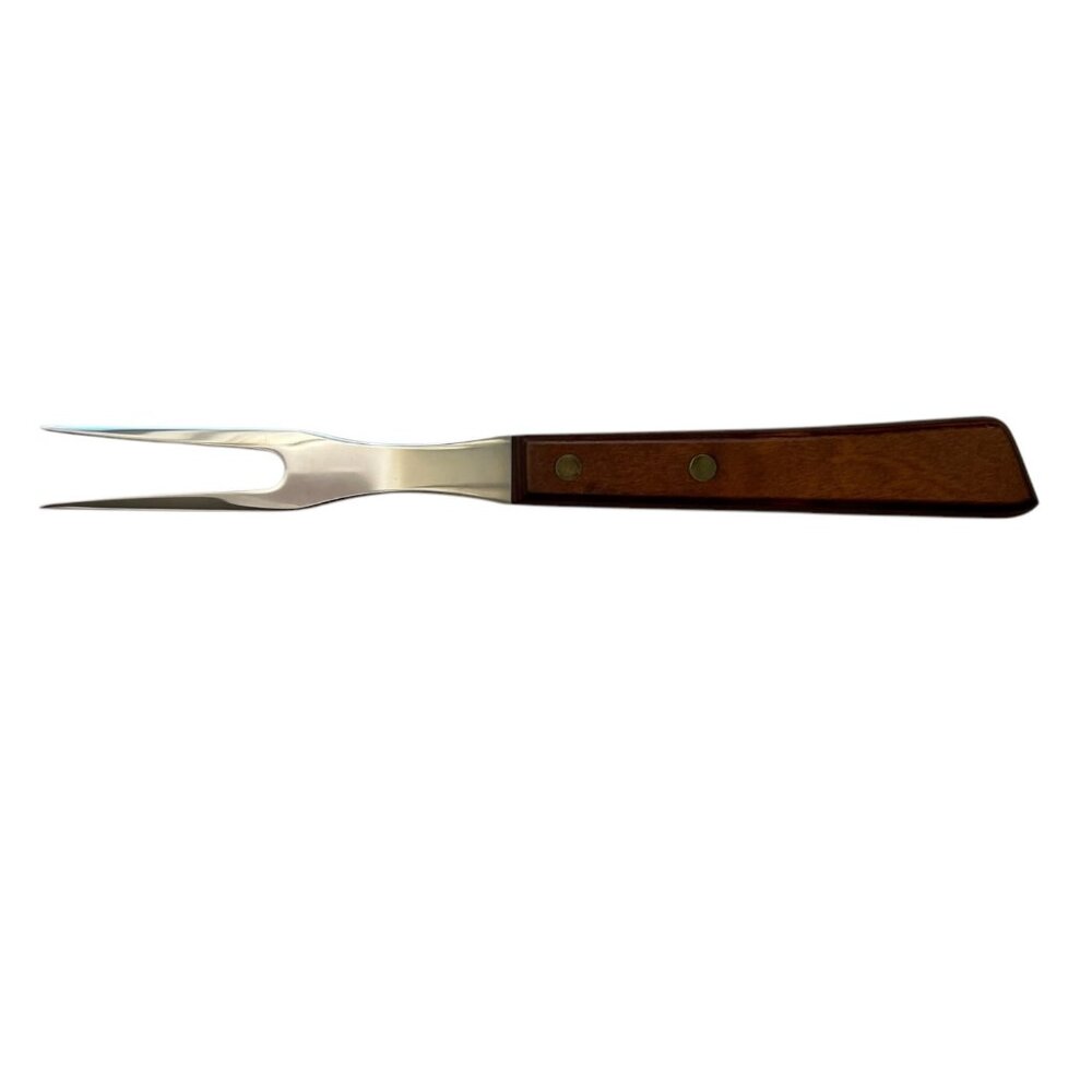VTG Stainless Steel Meat Carving Serving Granny Kitchen Fork Wood Handle 9.5"